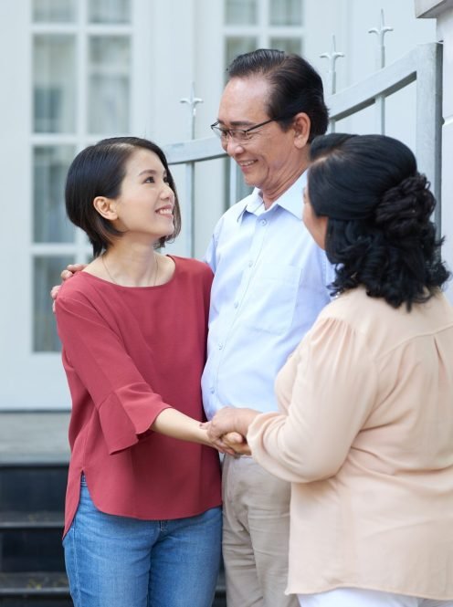 Daughter vising parents